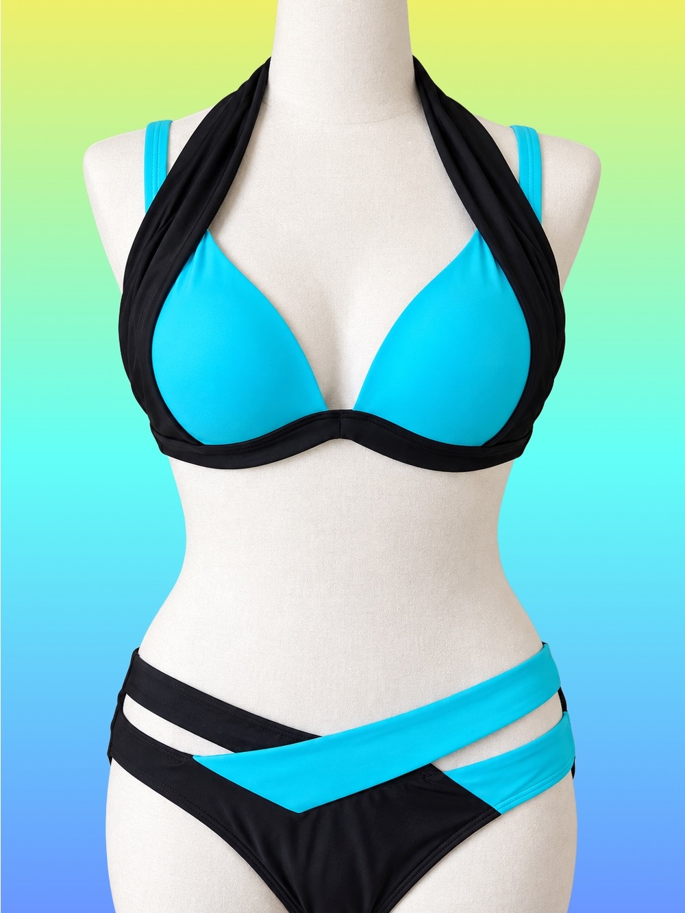 Black & Turquoise Two-Piece Women's Swim Bikini- Never Worn